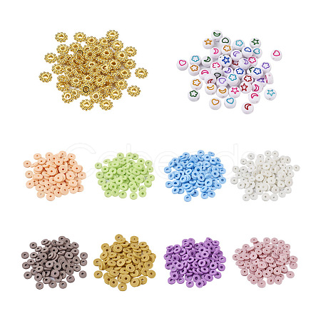 Beadthoven 7790Pcs Flat Round Handmade Polymer Clay Beads CLAY-BT0001-01-1