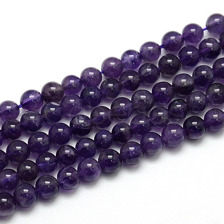 Natural Amethyst Round Bead Strands X-G-L170-6mm-02-1
