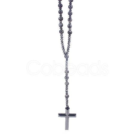 Natural Labradorite Rosary Bead Necklace WG81562-04-1