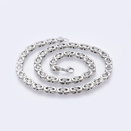 Men's 304 Stainless Steel Byzantine Chain Necklaces NJEW-P218-06P-1
