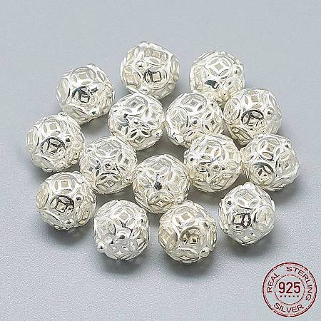 925 Sterling Silver Coin Beads STER-T002-281S-1