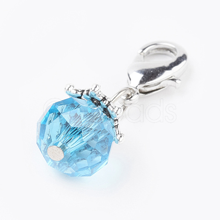 Electroplate Faceted Glass Pendants HJEW-TAC0004-10-1