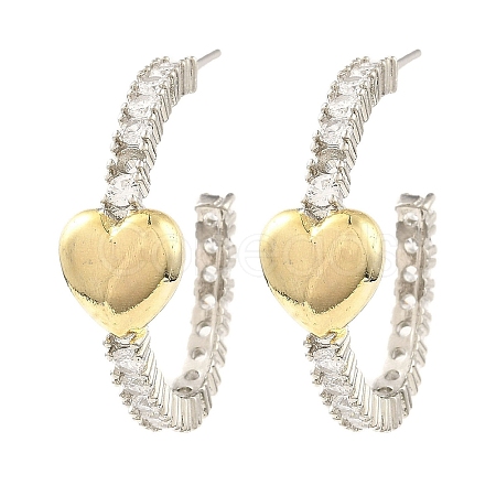 Rack Plating Brass Heart Stud Earrings EJEW-H117-04GP-1