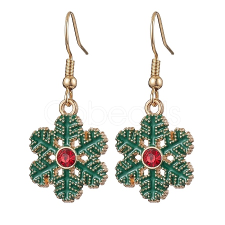 Christmas Theme Alloy Rhinestone Dangle Earrings EJEW-JE05830-01-1