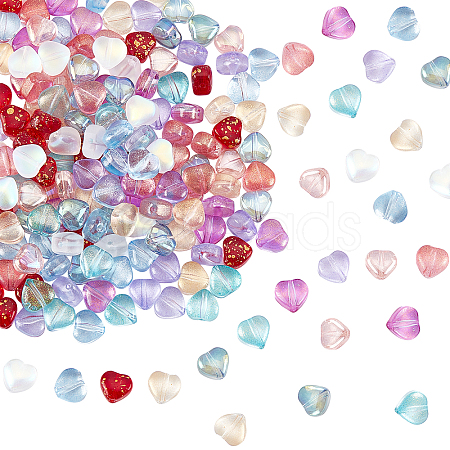   200Pcs 10 Colors Transparent Spray Painted Glass Beads ENAM-PH0008-22-1