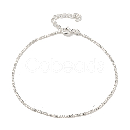 925 Sterling Silver Curb Chain Bracelets for Women BJEW-E101-01S-10-1