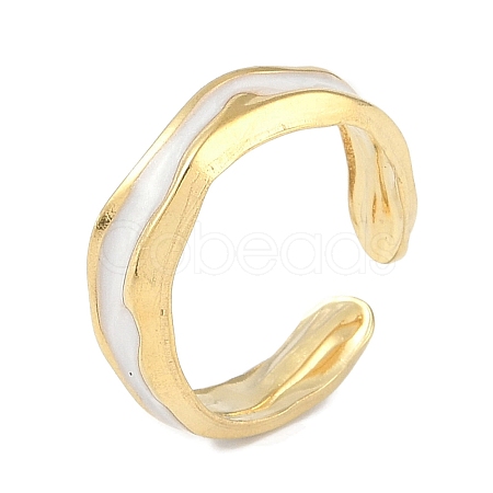 Ion Plating(IP) 304 Stainless Steel Enamel Cuff Finger Rings RJEW-L107-052G-01-1