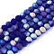 Transparent Glass Beads Strands, Faceted, Frosted, Half AB Color Plated, Rondelle, Dark Blue, 3.5~3.8x3mm, Hole: 0.4mm, about 113~115pcs/strand, 32.5~33cm