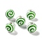 Printed Wood European Beads, Round with Stripe Pattern, Lime Green, 15.5~16x14.5~15mm, Hole: 4mm