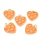 Real 18K Gold Plated Brass Pendants, with Enamel, Long-Lasting Plated, Heart, Orange, 20x19x2.5mm, Jump Ring: 5x1mm, 3mm Inner Diameter