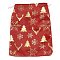 Gold Stamping Christmas Velvet Storage Bags, Drawstring Bags, Rectangle, Red, Deer, 18x13x0.01cm