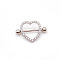 304 Stainless Steel Clear Cubic Zirconia Heart Nipple Rings, Nipple Stirrup, Stainless Steel Color, 19mm