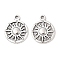 Tibetan Style Alloy Pendants, Cadmium Free & Lead Free, Flat Round and Sun, Antique Silver, 20x16x2mm, Hole: 1.5mm, about 719pcs/1000g