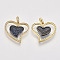 Brass Micro Pave Cubic Zirconia Pendants, Heart, Nickel Free, Gunmetal & Real 18K Gold Plated, Blue, 22.5x22.5x2.5mm, Hole: 2.5x3.5mm