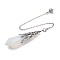 Opalite Pointed Dowsing Pendulum Big Pendants, Lead Free & Cadmium Free, with Platinum Tone Brass Findings, Hexagonal Cone, 265mm, Hole: 2mm