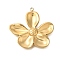 PVD Vacuum Plating 201 Stainless Steel Pendants, Flower Charm, Real 18K Gold Plated, 27x28x3mm, Hole: 1.5mm