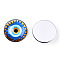 Glass Cabochons, Half Round with Eye, Dodger Blue, 20x6.5mm