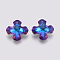 K9 Glass Rhinestone Pendants, Imitation Austrian Crystal, Faceted, Cross, Bermuda Blue, 28x28x11mm, Hole: 1.6mm