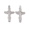 Non-Tarnish 304 Stainless Steel Pendants, Crucifix Cross Charm, Stainless Steel Color, 37x20x2mm, Hole: 2.8mm