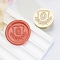 Golden Tone Round Wax Seal Brass Stamp Heads, for Wax Seal Stamp, Flower with Letter Pattern, Letter Q, 20x14mm, Inner Diameter: 7mm