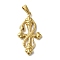 PVD Vacuum Plating 304 Stainless Steel Pendants, Cross with Snake Charm, Golden, 38x20x3.5mm, Hole: 3.5mm