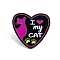 Animal Enamel Pins, Black Alloy Brooches for Backpack Clothes, Cat, Heart, 28x30x1.5mm