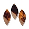 Resin & Wood Big Pendants, Leaf Charms, Saddle Brown, 52.5x22x3.5mm, Hole: 2mm