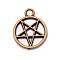 Zinc Alloy Pendants, Hollow, Ring with Star, Antique Bronze, 16x13x2mm, Hole: 2mm