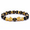 Natural Black Agate Pixiu Bracelet & Obsidian Couple Bracelet with Six-Word Mantra - 10MM Beads, size 1