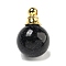 Synthetic Blue Goldstone Perfume Bottle Pendants, with 304 Stainless Steel Findings, Round, 25x16mm, Hole: 2mm