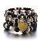 Boho Style Wood Beaded Stretch Bracelet Sets for Women, with Acrylic and Alloy Finding , Black, No Size 