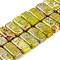 Natural Imperial Jasper Beads Strands, Dyed, Rectangle, Yellow Green, 20.5x10.5x6mm, Hole: 1.1mm, about 20pcs/strand, 8.07 inch(20.5cm)