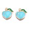 Rack Plating Alloy Enamel Pendants, Cadmium Free & Nickel Free & Lead Free, Light Gold, Peach, Cyan, 17x16x3mm, Hole: 1.2mm