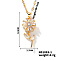 Brass Cute Flower Pendant Necklace for Women, with Rotatable Zirconia, Golden, 15.75 inch(40cm)