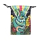 Snake Theme Rectangle Velvet Printed Storage Bags, Drawstring Pouches Tarot Packaging Bags, Palm, 18x13cm