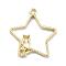 Alloy Open Back Bezel Pendants, for DIY UV Resin, Epoxy Resin, Pressed Flower Jewelry, Cadmium Free & Lead Free, Star with Cat, Light Gold, 32x29x3mm, Hole: 2mm