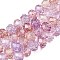 Transparent Glass Beads Strands, Faceted(32 Facets), Rondelle<P>Please Note: Because these beads are made in different batches, the color could be slightly different from one batch of beads to the next, Plum, 8x6.5mm, Hole: 1.2mm, about 63pcs/strand, 15.55''(39.5cm)