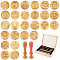 CRASPIRE DIY Scrapbook, with Wooden Wax Seal Stamp Boxes, Pear Wood Handle, Brass Stamp Heads, Golden, 28pcs/set