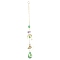 Metal Moth Moon Hanging Ornaments, Glass Tassel Suncatchers for Home Garden Outdoor Decoration, Rhombus, 310~340mm