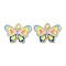 Alloy Enamel Pendants, Golden, Butterfly Charm, Light Blue, 15x20x1mm, Hole: 1.8mm