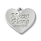 Rack Plating Alloy Pendants, Heart, Platinum, 21x22x2mm, Hole: 4x3mm