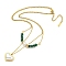 Ion Plating(IP) 201 Stainless Steel & Synthetic Malachite Double Layer Necklaces, Plastic Pearl Heart Pendant Necklaces, Golden, 13.70 inch(34.8cm)