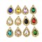 K5 Glass Pendants, Alloy Findings, UV Plated, Teardrop, Light Gold, 19.5x13.5x5mm, Hole: 1.8mm