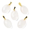 Natural Quartz Crystal Pendants, Rock Crystal Pendants, Faceted Oval Charms with Golden Plated Brass Snap on Bails, 21.8x13.4~13.5x6.2mm, Hole: 5.3x3.7mm