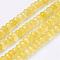 Natural Malaysia Jade Beads Strands, Dyed, Faceted, Rondelle, Yellow, 4x3mm, Hole: 1mm, 116pcs/strand, 13.7 inch(35cm)