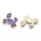 Printed Alloy Pendants, Light Gold, Crab Charms, Cornflower Blue, 19.5x20x1.5mm, Hole: 0.6mm