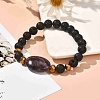 Natural Lava Rock & Oval Mixed Stone Beads Stretch Bracelet BJEW-JB07077-7