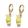 Brass Enamel Huggie Hoop Earrings EJEW-T014-19G-07-NF-1