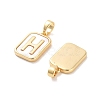 Brass Pave Natural Shell Rectangle Pendants KK-C051-25G-2