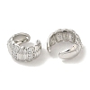 Rack Plating Brass Micro Pave Clear Cubic Zirconia Textured Ring Cuff Earrings for Women EJEW-P280-11P-2